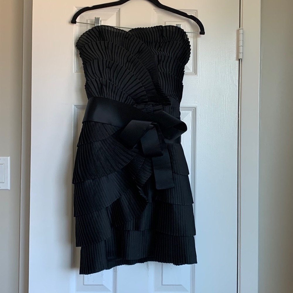 Marchesa Notte Black Ruffle Mini Dress